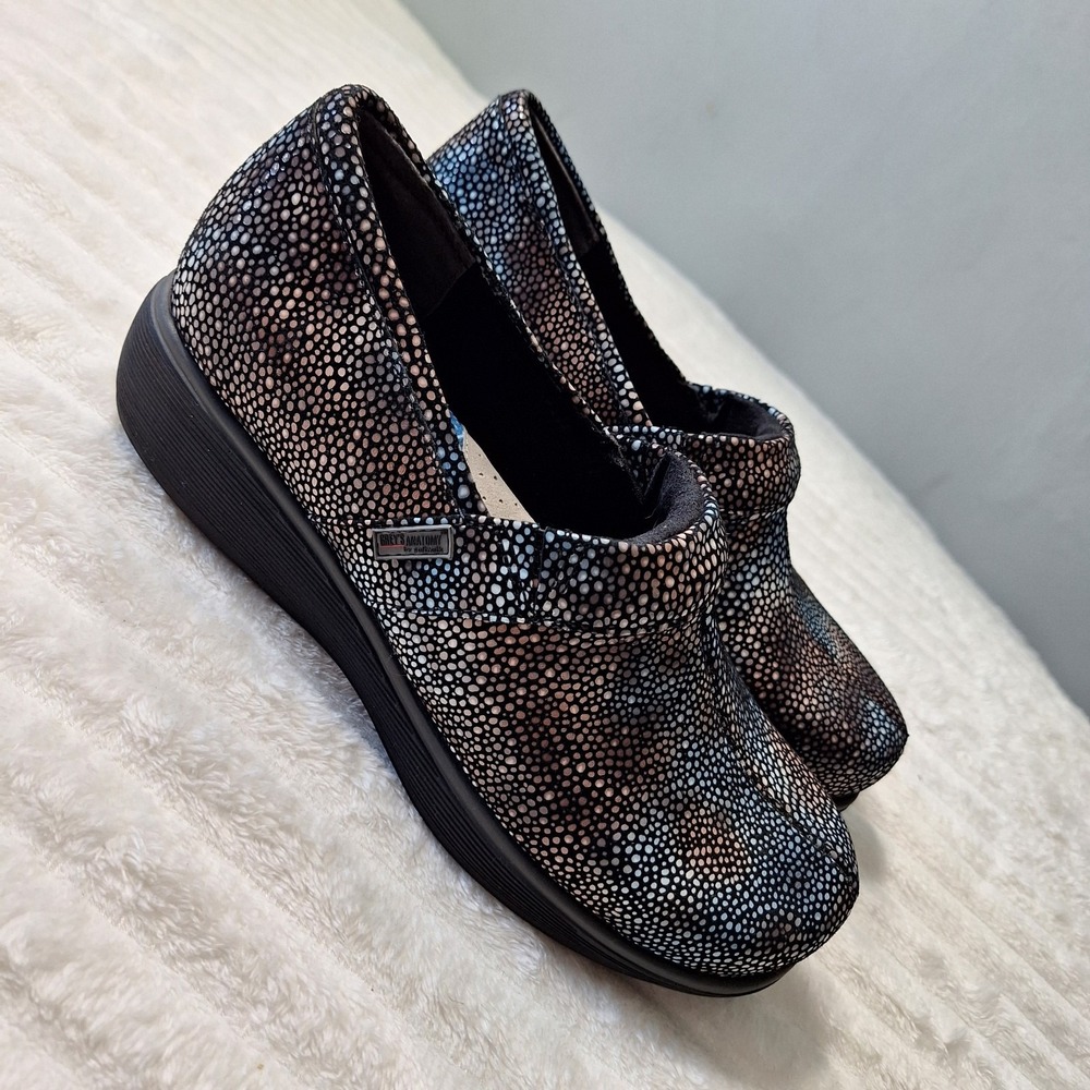 Grey's Anatomy Soft Walk Meredith Clog Shoes Womens 7.5 Blk Multi Mosaic Comfort